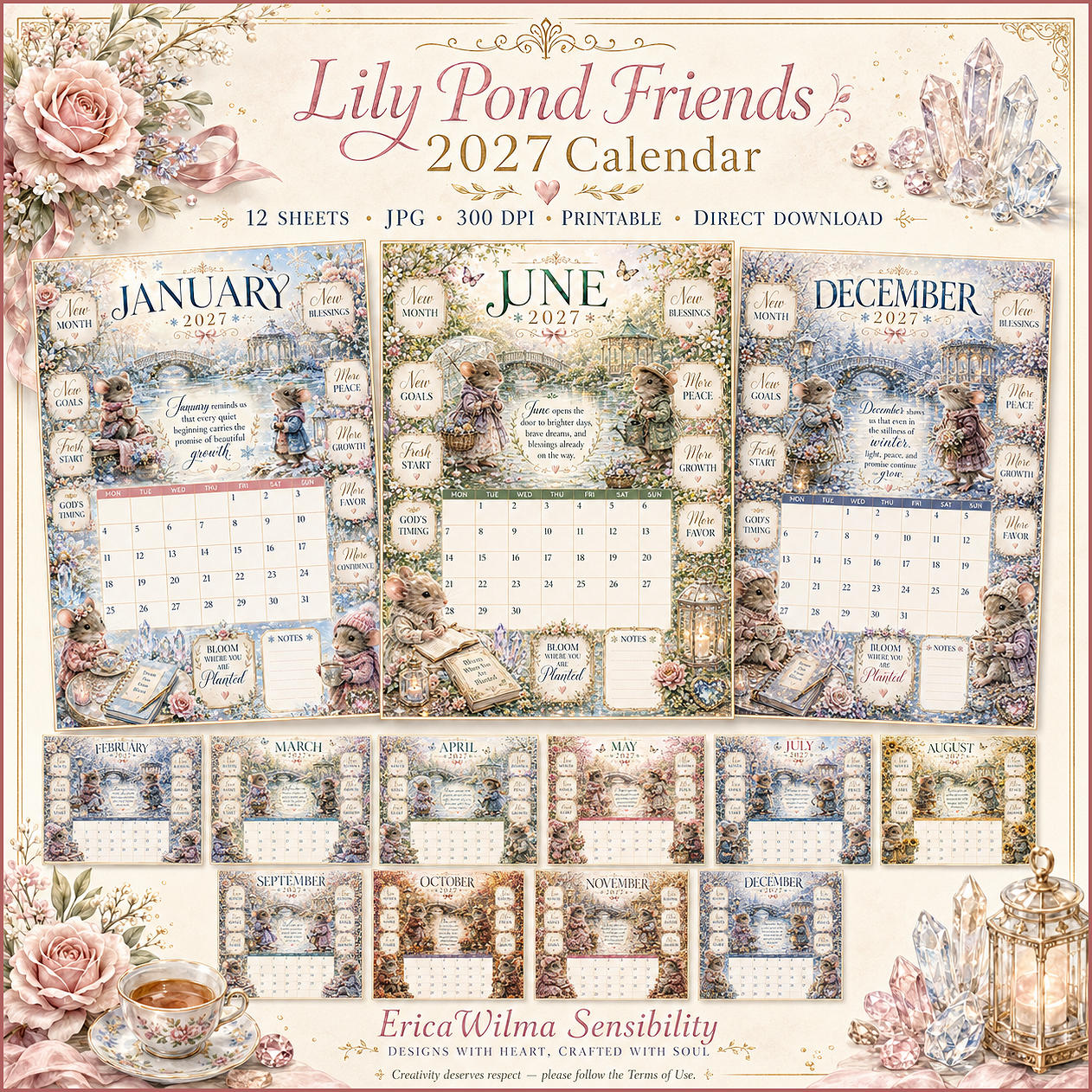 (image for) EW AI Year Calender 2027 Lily Pond Friends